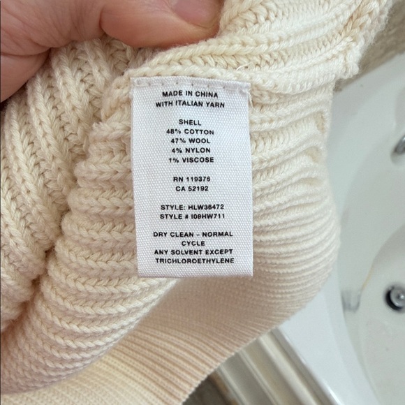 Helmut Lang Cream Ribbed Sweater with Black Accents - Picture 10 of 11